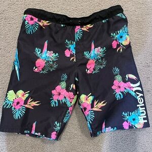 Boys / youth large Hurley Tropical Print swim trunks Shorts parrot floral summer